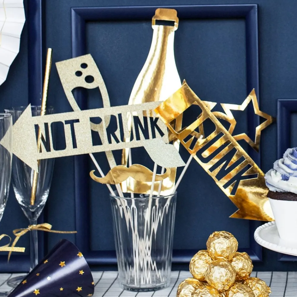 PartyDeco sp. z o.o. Foto Props Nytårsaften Guld - Tilbehør|Oppyntning