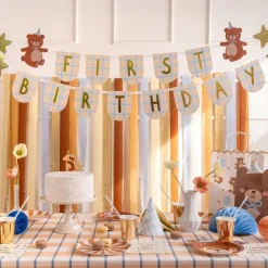 PartyDeco sp. z o.o. Første Fødselsdagsbanner med Bjørne - Oppyntning