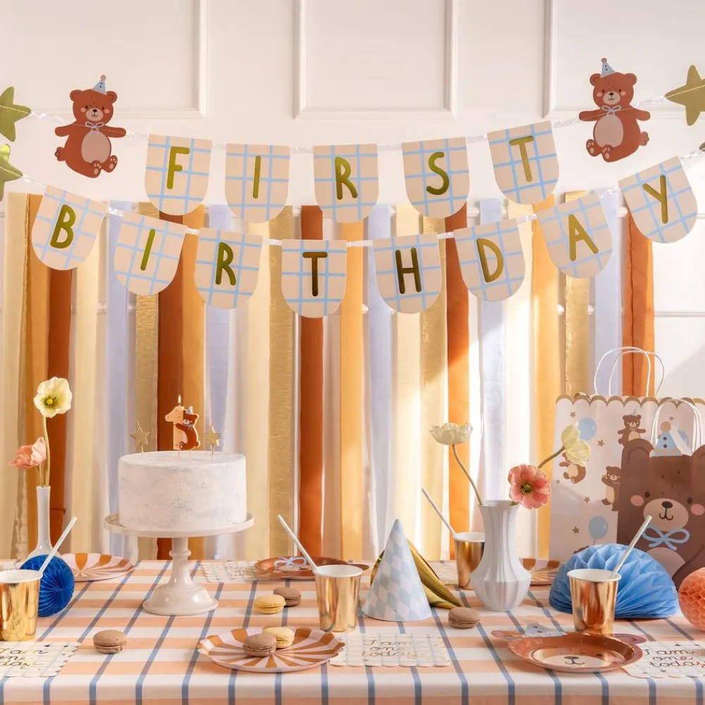 PartyDeco sp. z o.o. Første Fødselsdagsbanner med Bjørne - Oppyntning