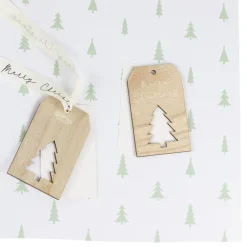 Sale Ginger Ray Ltd Gavepapir Juletræer med Mærke & Snor