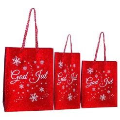 Clearance Inter Agenturer AB Gavepose Rød/Glitter God Jul