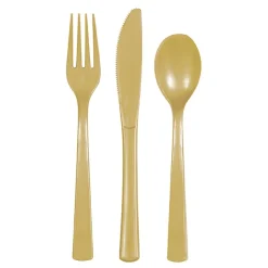Unique UK Inc t/as Unique Party Genanvendelige Plastbestik Guld - Borddækning