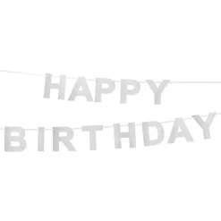 Boland Party Partners B.V. Glitterbanner Happy Birthday Sølv - Oppyntning