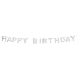 Boland Party Partners B.V. Glitterbanner Happy Birthday Sølv - Oppyntning