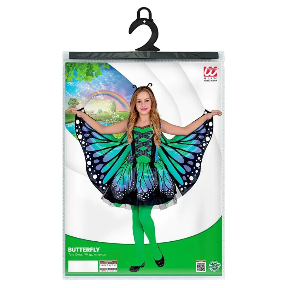 Widmann S.r.l. Grøn/Blå Sommerfugl Børnekostume