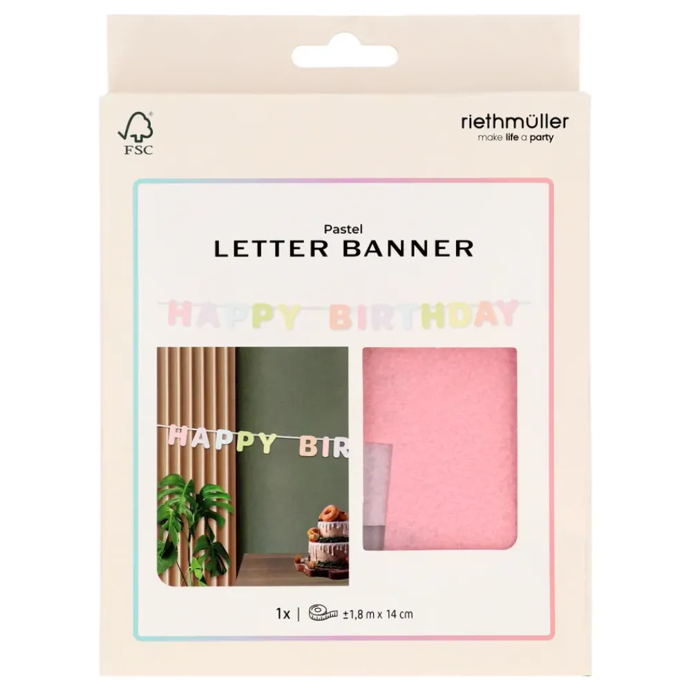 Folat B.V. Guirlande Happy Birthday Dreamy Pastel - Oppyntning