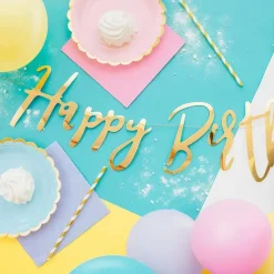 PartyDeco sp. z o.o. Guirlande Happy Birthday Guld Metallic - Oppyntning