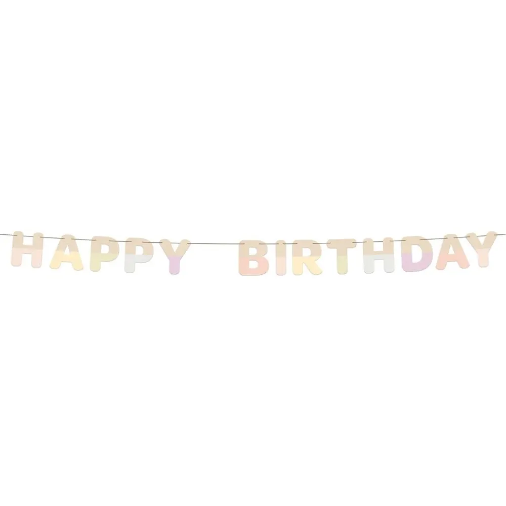 Best Folat B.V. Guirlande Happy Birthday i Træ Dreamy Pastel