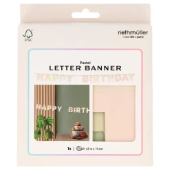 Best Folat B.V. Guirlande Happy Birthday i Træ Dreamy Pastel
