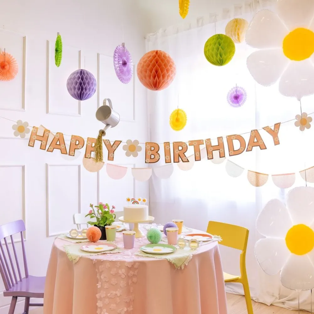 PartyDeco sp. z o.o. Guirlande Happy Birthday med Blomster - Oppyntning