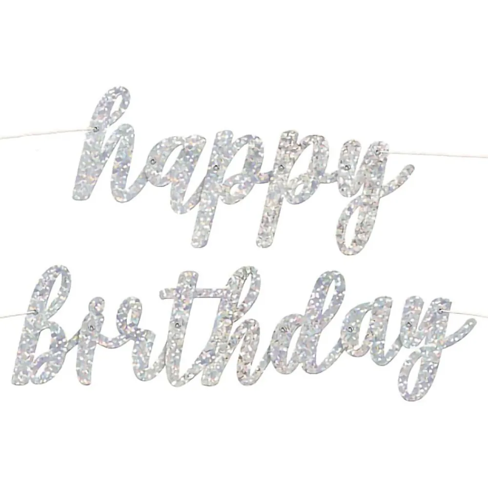 Best Unique UK Inc t/as Unique Party Guirlande Happy Birthday Sølvskinnende