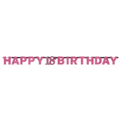 Clearance Reithmüller Europe GmbH Guirlande 18 Happy Birthday Sort/Lyserød Glitter