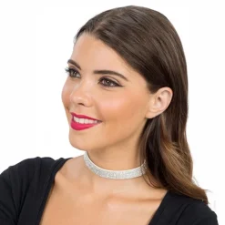 CHAKS Halskæde Choker med Strass Sølv - Tilbehør|Accessories