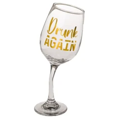 Out of the blue KG Hældende Vinglas Drunk Again - Drikkeglas