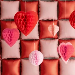 Online PartyDeco sp. z o.o. Honeycombs Hjerter Hængende Dekoration