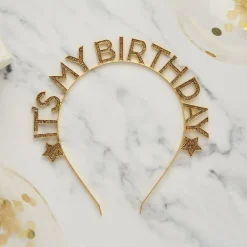CG Global Products Ltd Hårbøjle It's My Birthday Guld i Metal - Hatte
