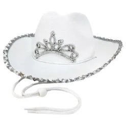 Online Hisab/Joker Company AB Hvid Cowboyhat med Tiara