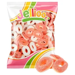 New ERT Godis AB Jellioo Sour Peach Rings Økonomipakke
