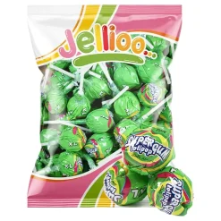 ERT Godis AB Jellioo Super Gum Lollipop Green Apple Økonomipakke - Slik