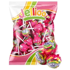 Sale ERT Godis AB Jellioo Super Gum Lollipop Strawberry Økonomipakke