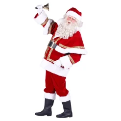 Thetru B.V. Julemandsdragt i Rød Fløjl Deluxe - Udklædningskostumer|Kostumetema