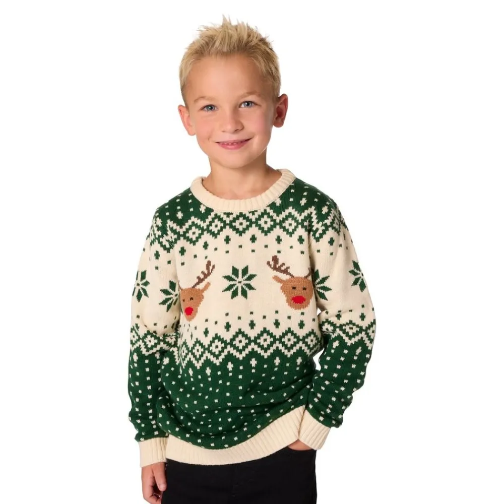 SillySanta A/S Juletrøje Retro Grøn til Børn - Tøj