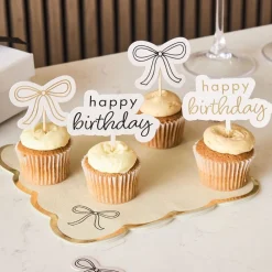 CG Global Products Ltd Kagedekorationer Happy Birthday Cremehvid Sløjfe