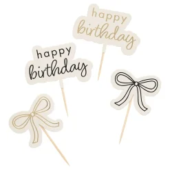 CG Global Products Ltd Kagedekorationer Happy Birthday Cremehvid Sløjfe
