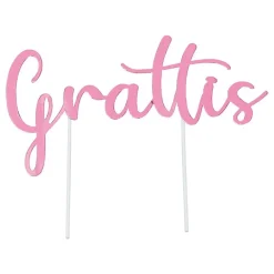 Hisab/Joker Company AB Kagedekoration "Grattis" Lyserød - Oppyntning|Bagning