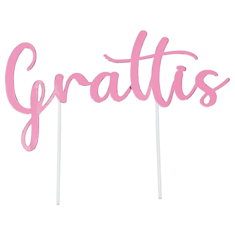 Hisab/Joker Company AB Kagedekoration "Grattis" Lyserød - Oppyntning|Bagning
