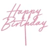 PartyDeco sp. z o.o. Kagedekoration Happy Birthday Lyserød - Oppyntning|Bagning