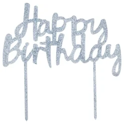 CG Global Products Ltd Kagedekoration Happy Birthday Sølv i Akryl