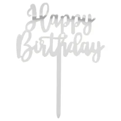 Outlet Boland Party Partners B.V. Kagedekoration Happy Birthday Sølv