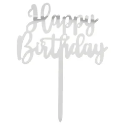 Outlet Boland Party Partners B.V. Kagedekoration Happy Birthday Sølv