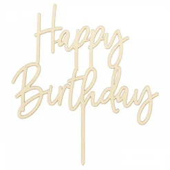 PartyDeco sp. z o.o. Kagedekoration i Træ Happy Birthday - Oppyntning|Bagning