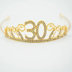 Discount Partyking AB Kagedekoration Tiara Tal i Metal Guld