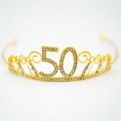 Discount Partyking AB Kagedekoration Tiara Tal i Metal Guld