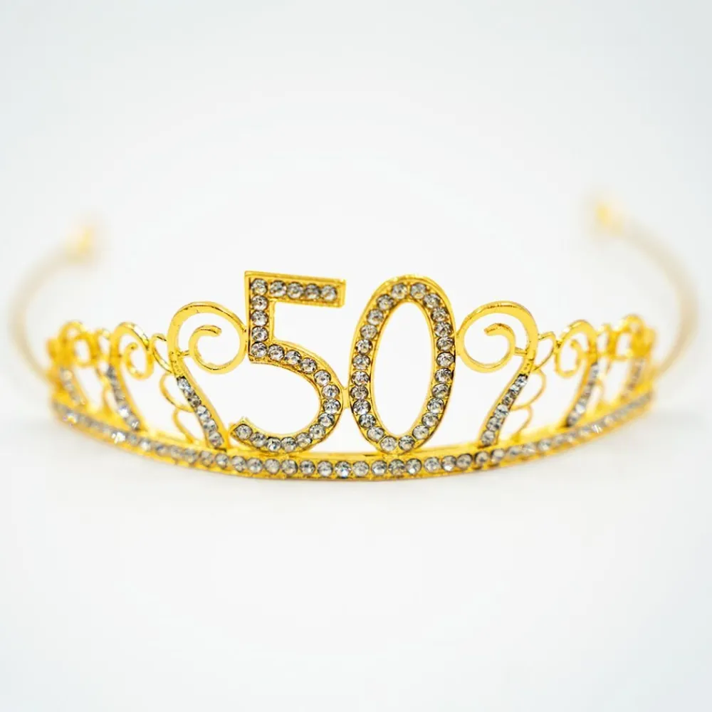 Discount Partyking AB Kagedekoration Tiara Tal i Metal Guld