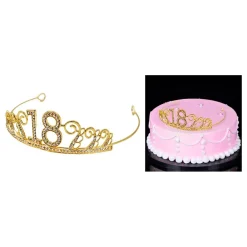Discount Partyking AB Kagedekoration Tiara Tal i Metal Guld