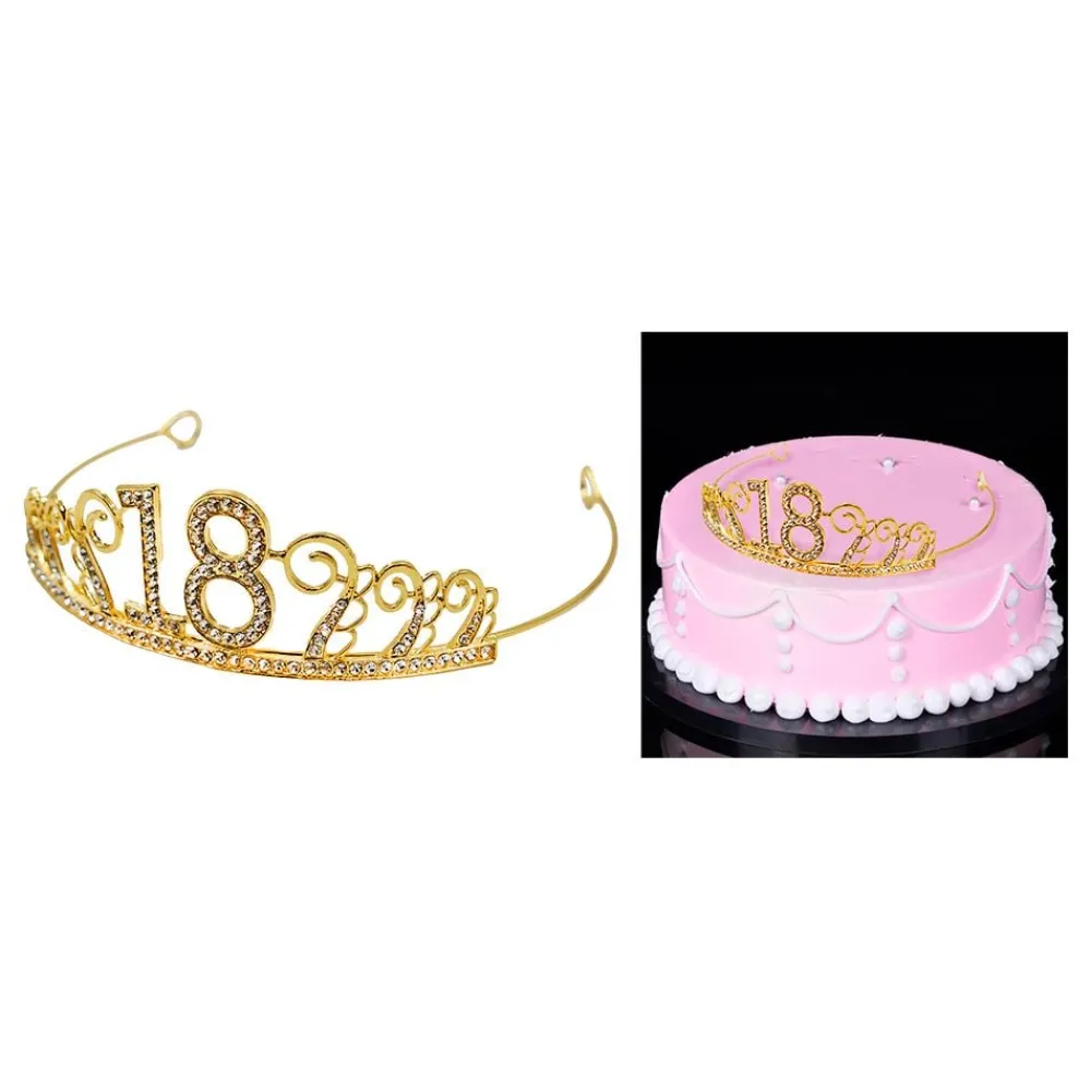 Discount Partyking AB Kagedekoration Tiara Tal i Metal Guld