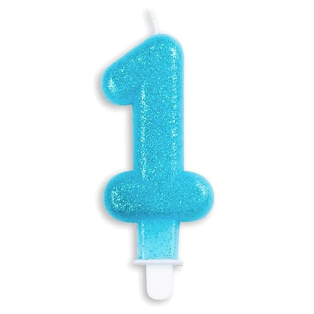 Globos Europe B.V. Kagelys Tal Glitter Blå - Oppyntning|Bagning