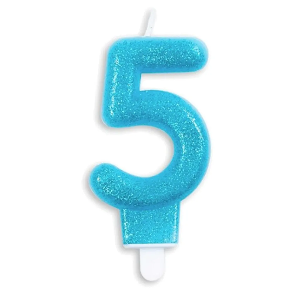 Globos Europe B.V. Kagelys Tal Glitter Blå - Oppyntning|Bagning