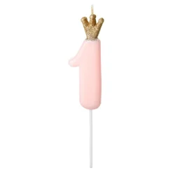 Discount PartyDeco sp. z o.o. Kagelys Tal med Krone Lyserød