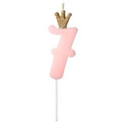 Discount PartyDeco sp. z o.o. Kagelys Tal med Krone Lyserød