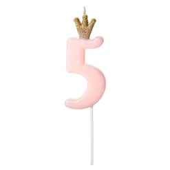 Discount PartyDeco sp. z o.o. Kagelys Tal med Krone Lyserød