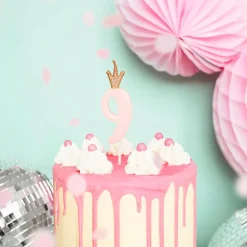 Discount PartyDeco sp. z o.o. Kagelys Tal med Krone Lyserød