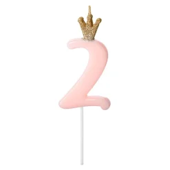 Discount PartyDeco sp. z o.o. Kagelys Tal med Krone Lyserød