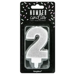 PartyDeco sp. z o.o. Kagelys Tal 8 Sølv Glitter - Oppyntning|Bagning