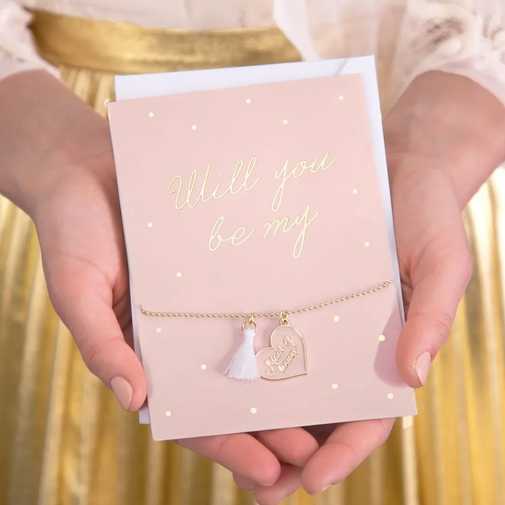 PartyDeco sp. z o.o. Kort med armbånd Will You Be My Maid of Honor - Hilsningskort