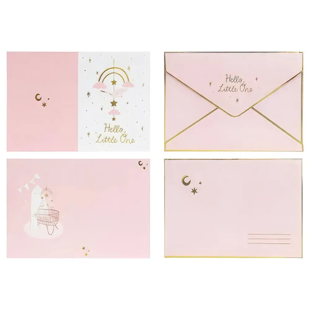 PartyDeco sp. z o.o. Kort med Hængende Dekoration Stork Lyserød - Hilsningskort